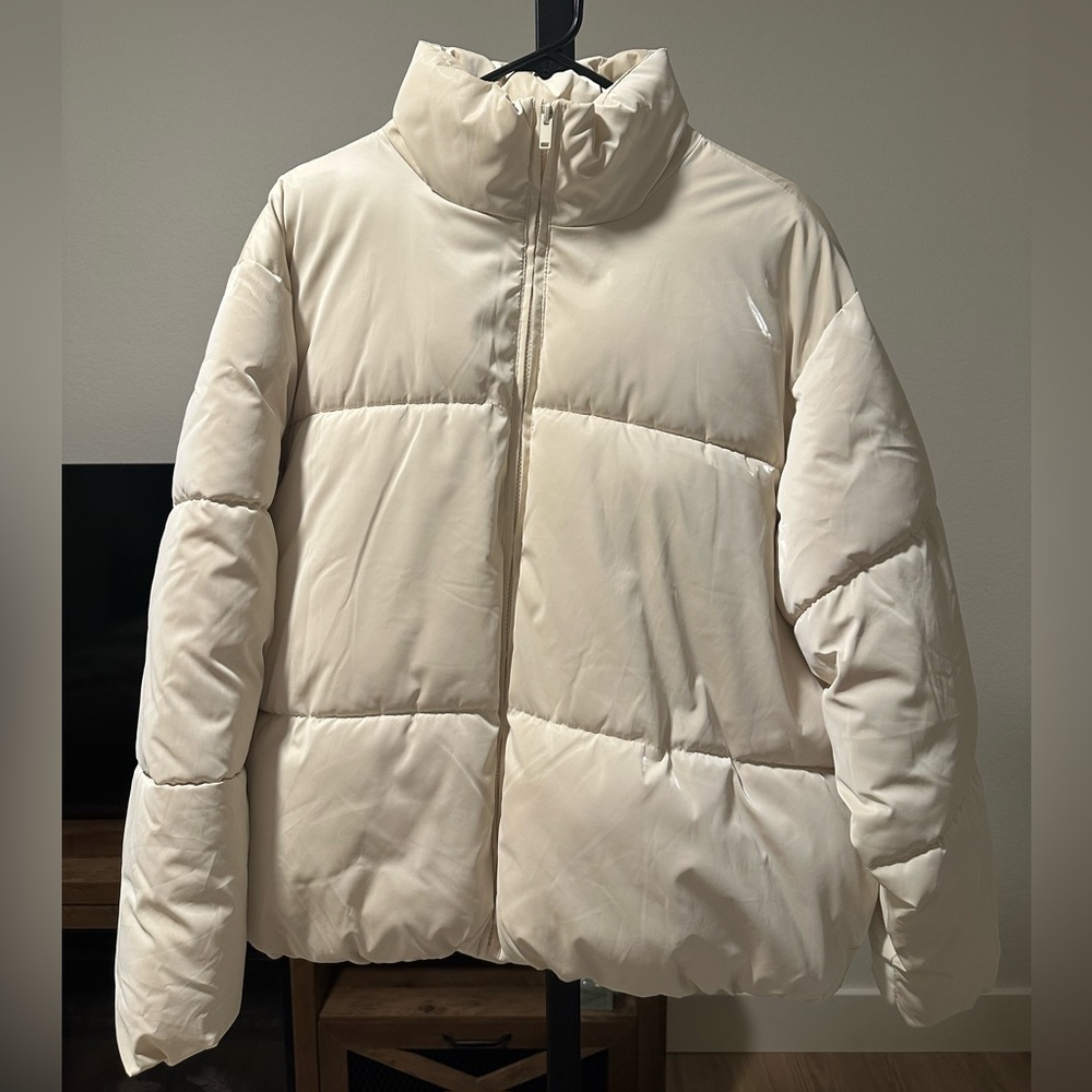 a new day Women's Light Beige Puffer Jacket
